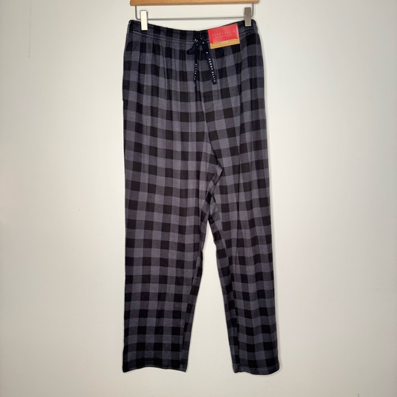 NWT Perry Ellis Portfolio Deluxe Touch Black Gray Plaid Pajama Lounge Pants L - Picture 3 of 9